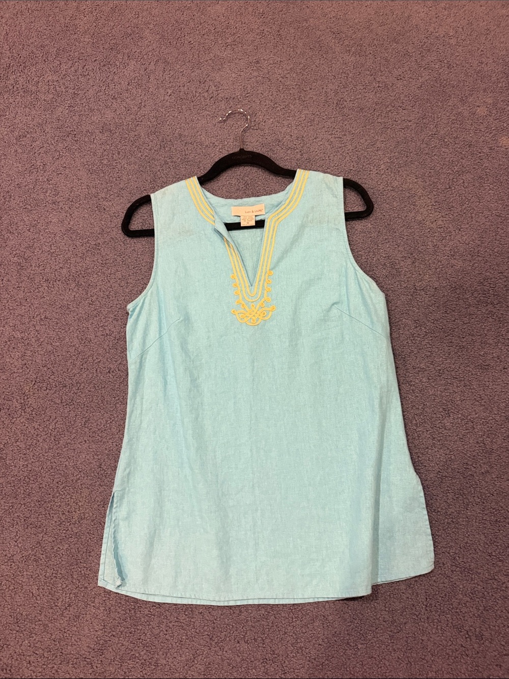 Sleeveless Light Blue Embroidered Tunic Top by Lucy & Laurel